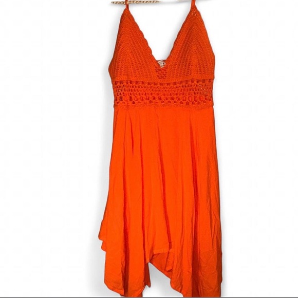 Love Tree Dresses & Skirts - Love Tree Orange Crochet Spaghetti Strap Dress - Size L 🧡🍊